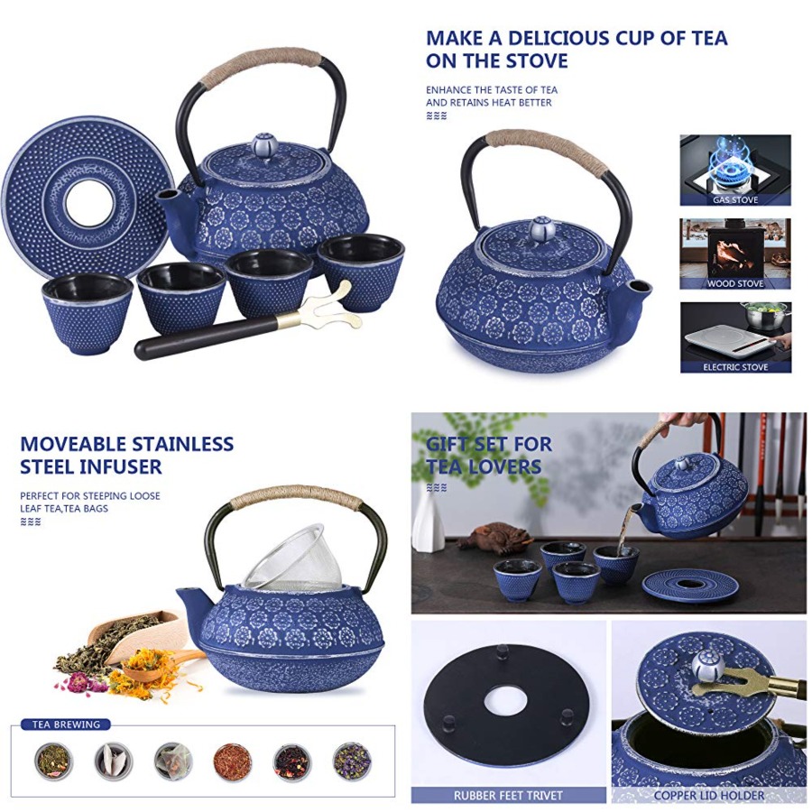 Cast Iron Tetsubin - Cast Iron Teapot Set Japanese Style