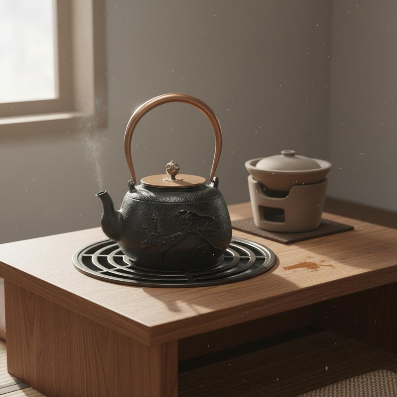 Cast Iron Tetsubin - Cast Iron Teapot Copper-Colored Handle Japanese