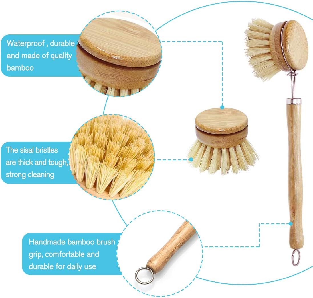 Bamboo Dish Scrub Brushes, Kit - Cast Iron Tetsubin avis et prix
