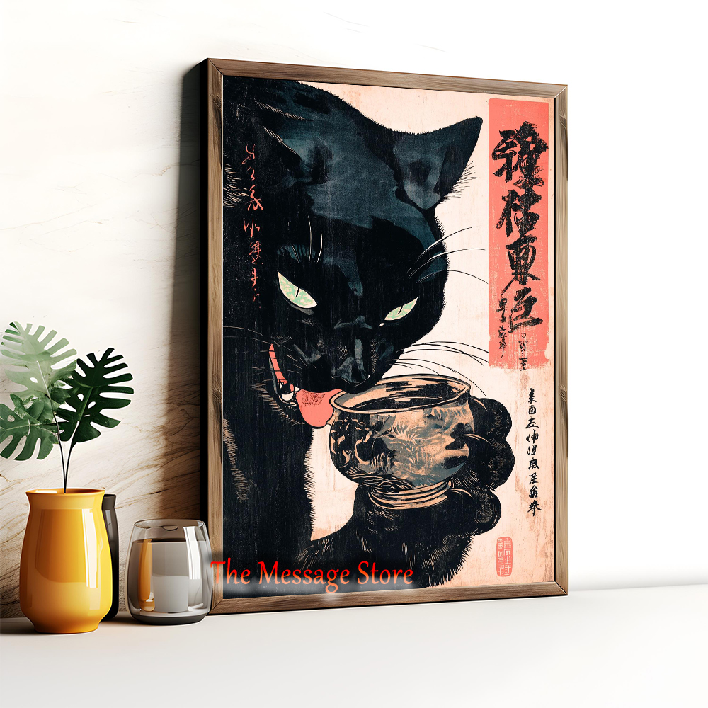 Japanese Quirky Cat Drinking A - Japanese Lifestyle Japanese avis et prix
