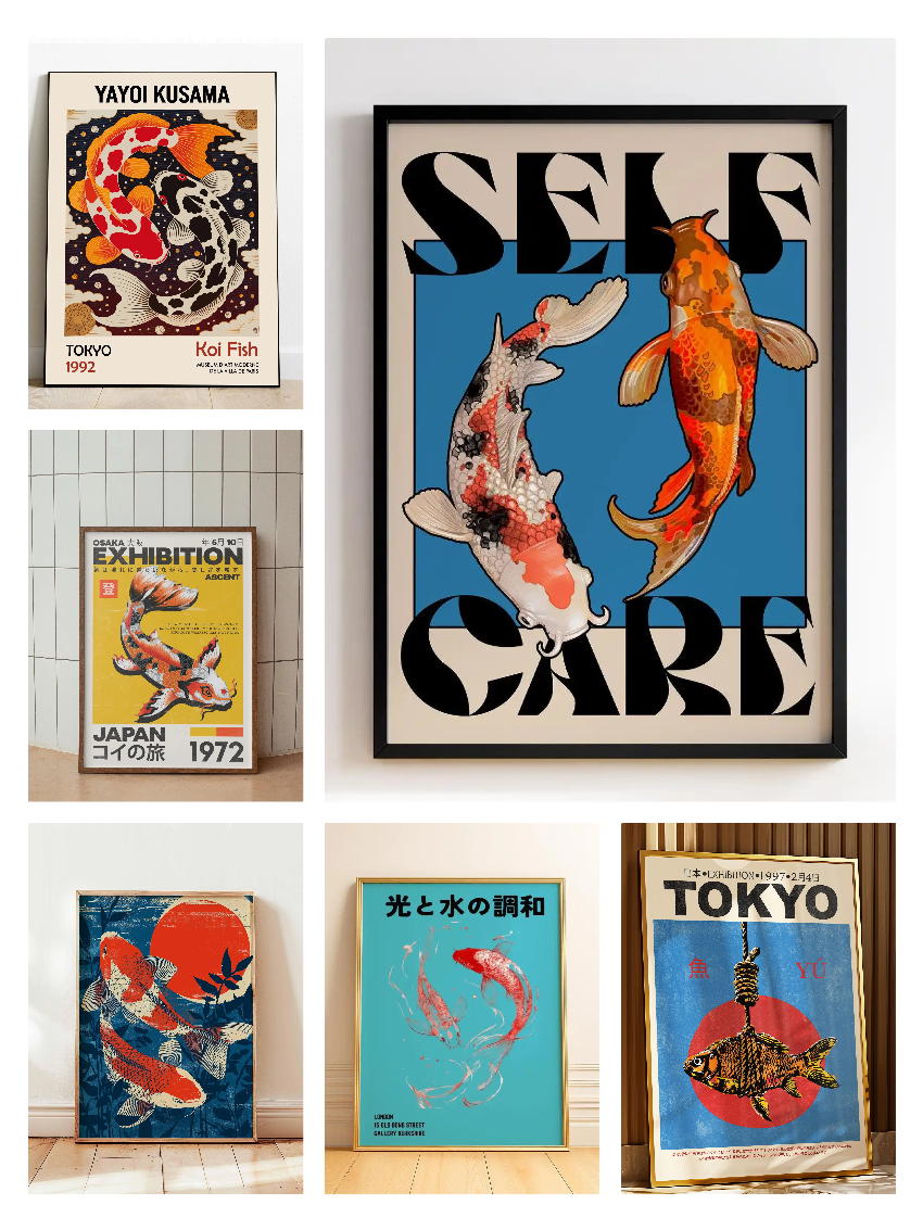 Japanese Red Koi Fish Canvas P - Japanese Lifestyle Japanese avis et prix