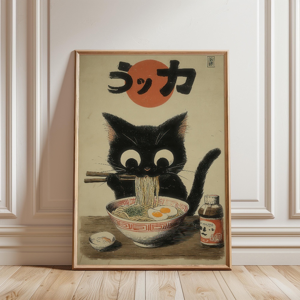 Black Cat Eating Ramen Rainy G - Japanese Lifestyle Japanese avis et prix
